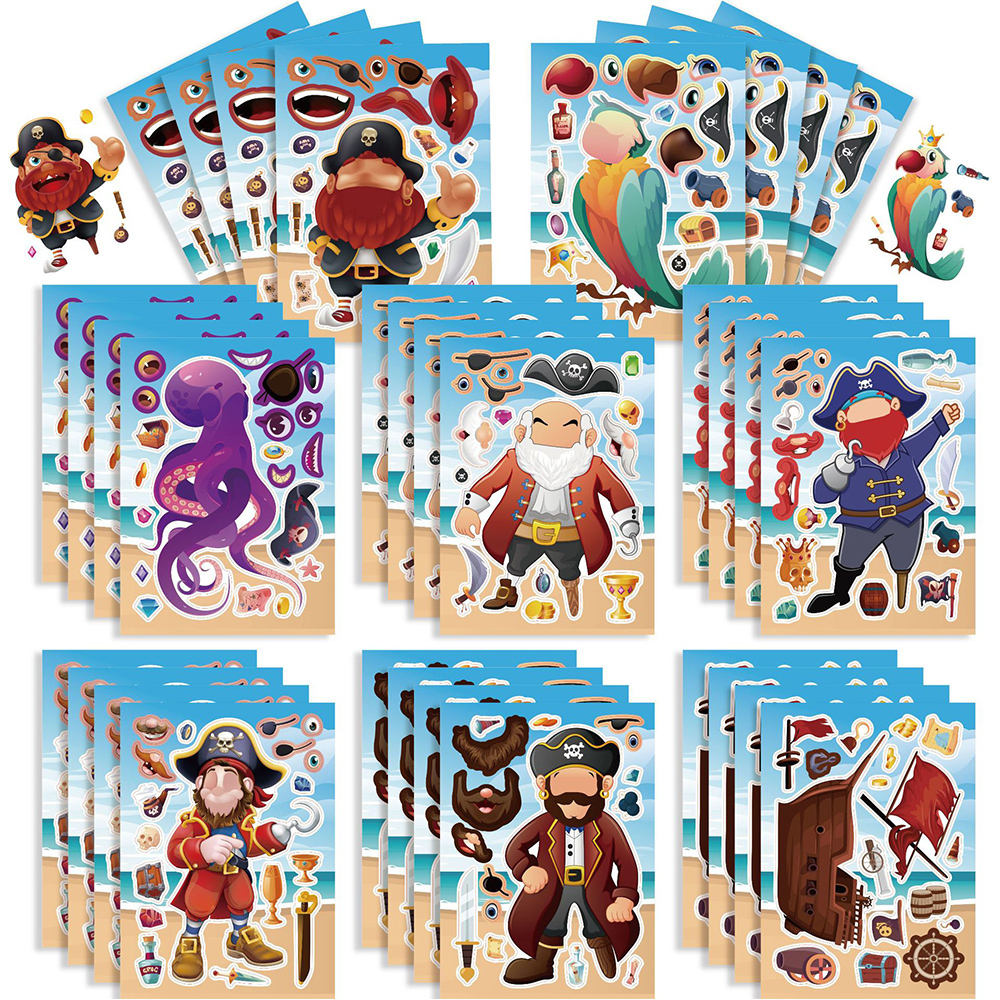 Party Games Instagram - 8/16Sheets Cool Pirate Ship Puzzle Stickers
