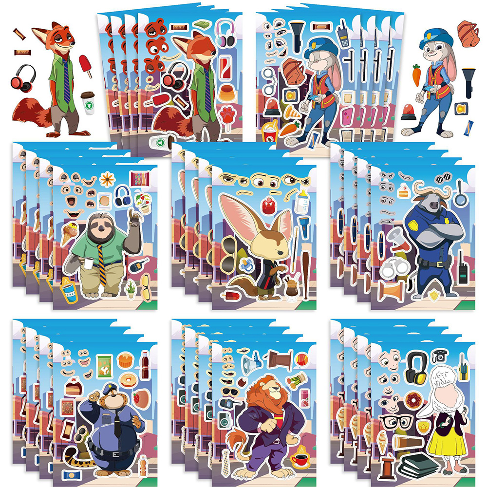 Zootopia Party Games - 8/16pcs Disney Cartoon Zootopia Puzzle Stickers
