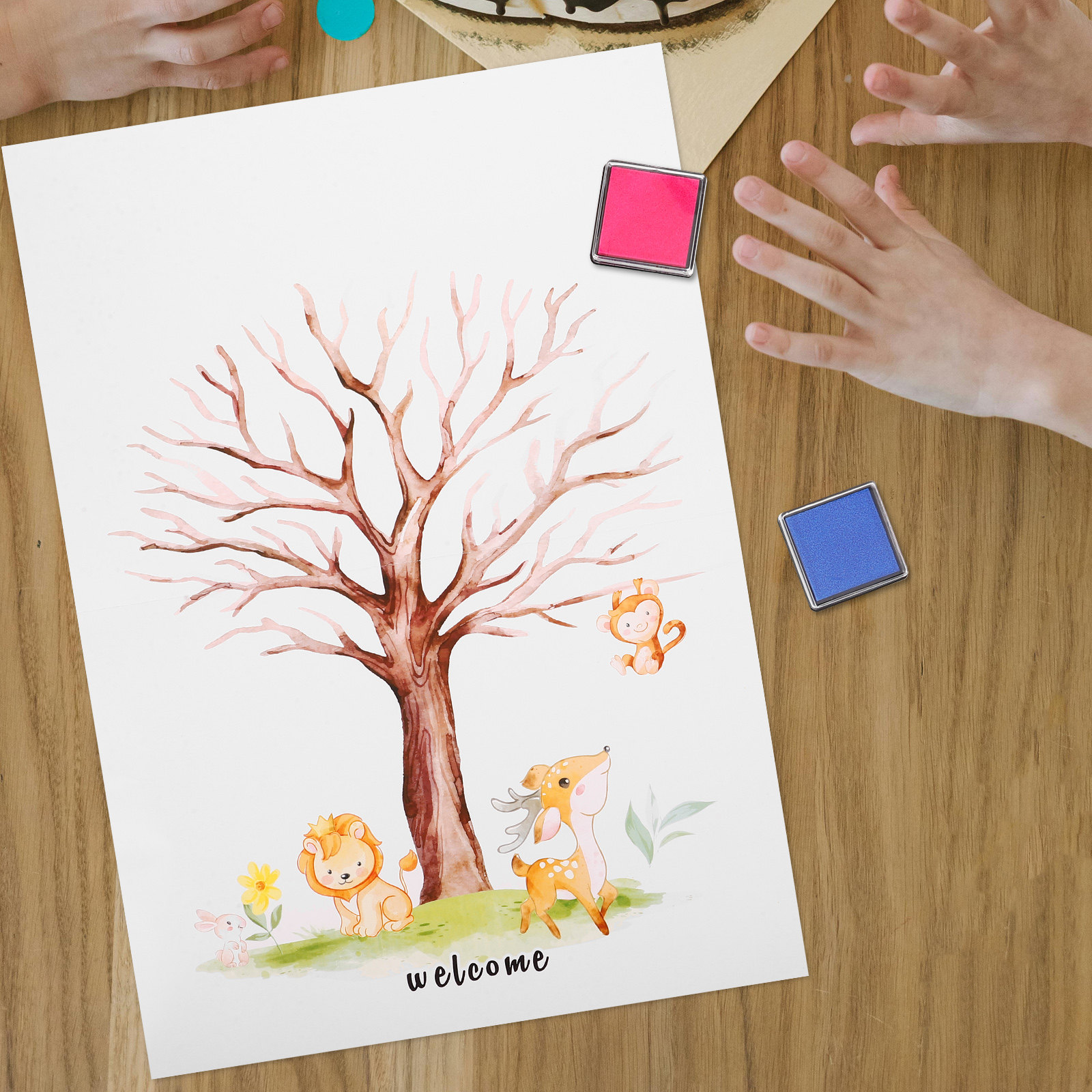 Book Party Games - 1Set Gender Reveal Fingerprint Tree Decor