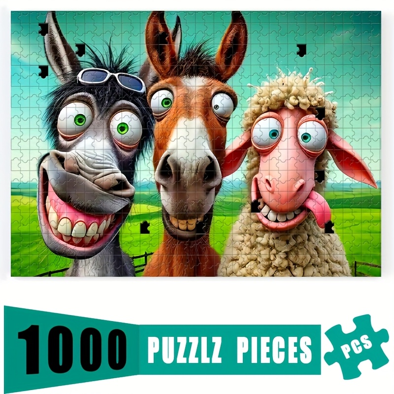 Party Family Games - 1000pcs Puzzle Game with Funny Donkey