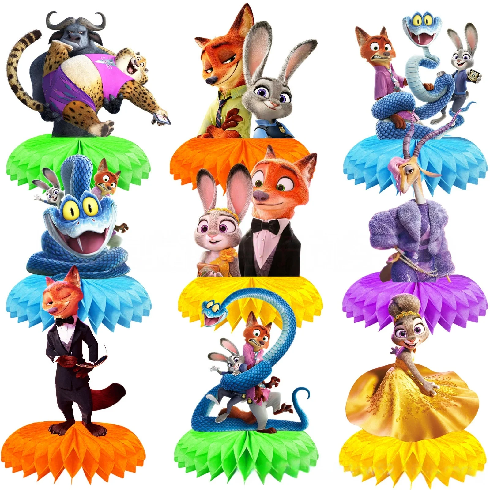 Zootopia Party Games - Disney Zootopia Judith Nick Honeycomb Decorations