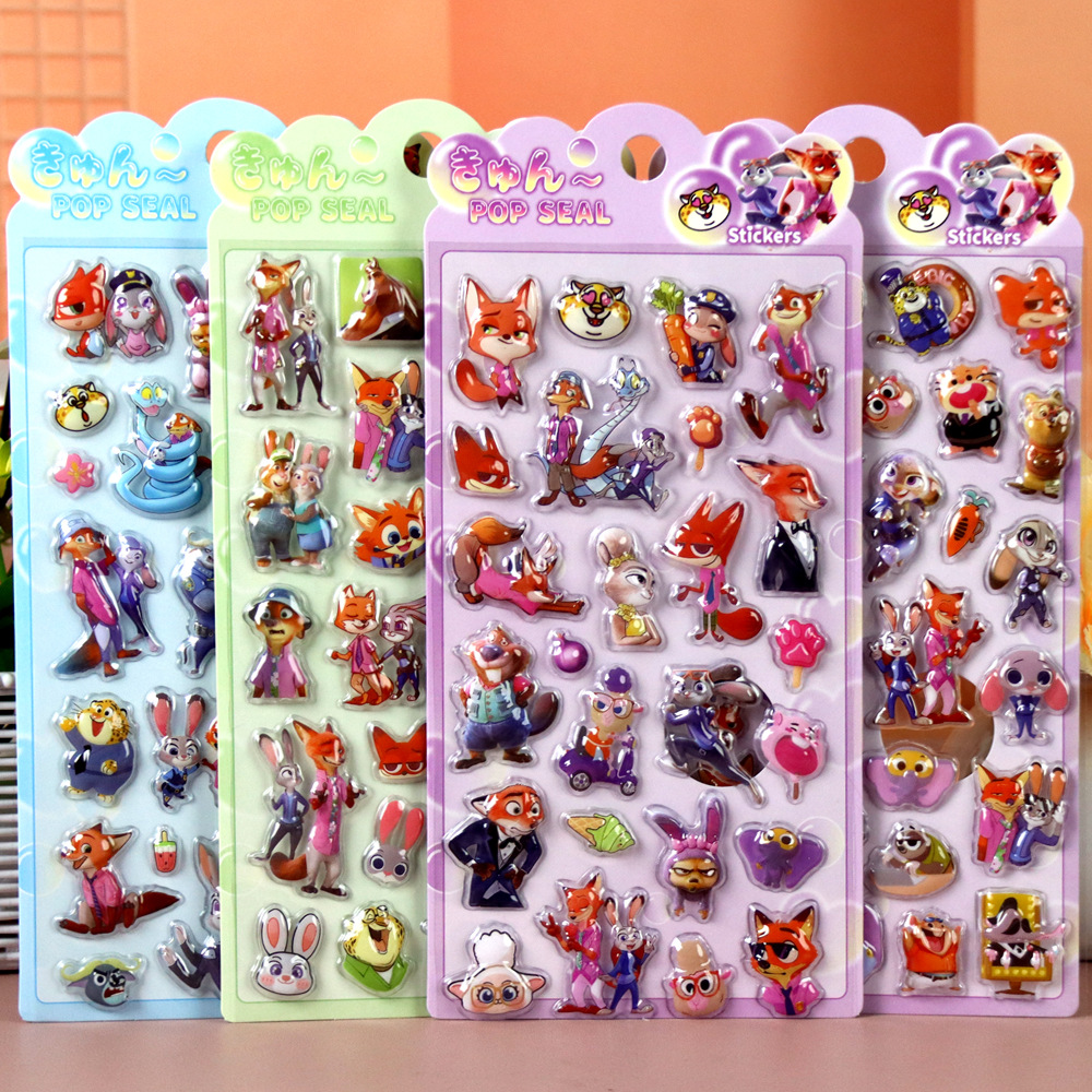 Zootopia Party Games - Zootopia 3D Embossed Stickers, Cartoon Movie