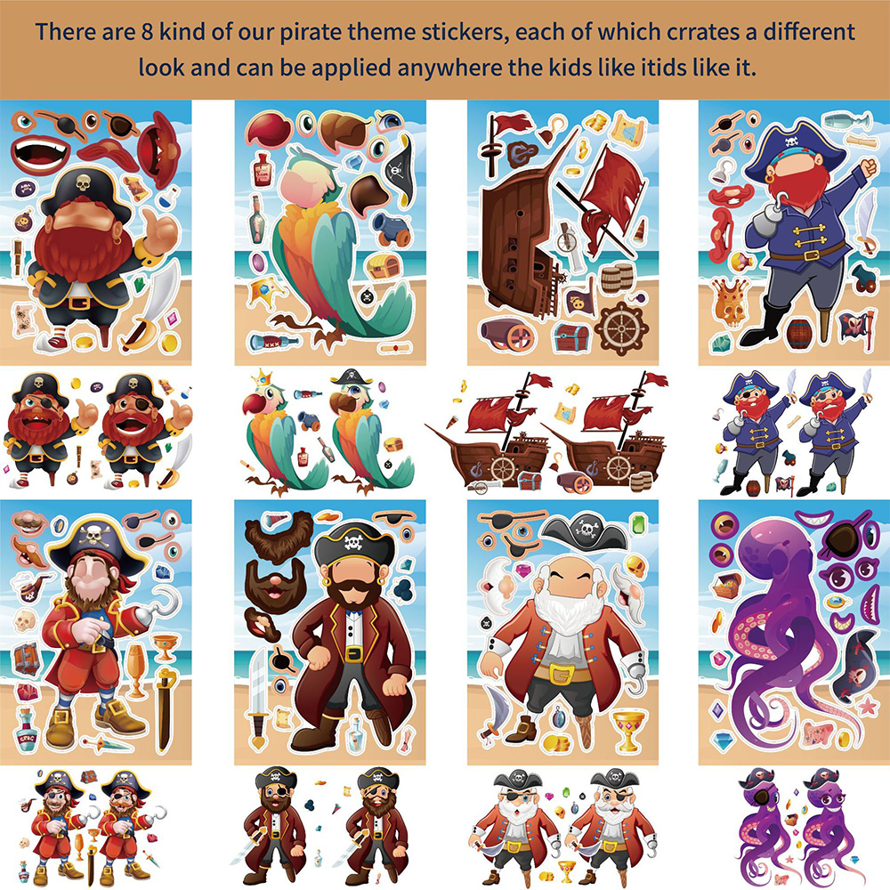 8/16Sheets Cool Pirate Ship Pu - مراجعة Party Games Instagram وسعره