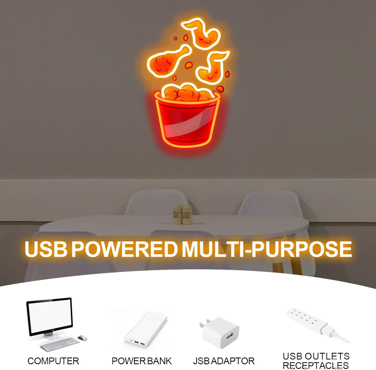 Fried Chicken Neon Sign USB Di - مراجعة Party Games Shop وسعره