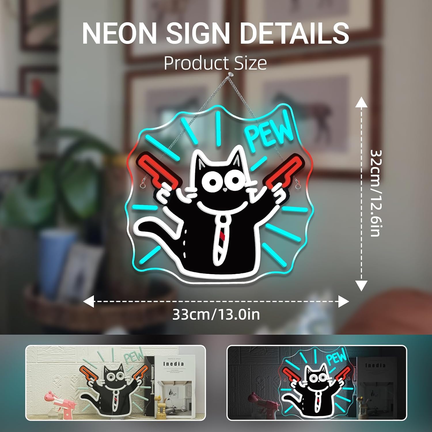 Cat Neon Sign USB Dimmable LED - مراجعة Party Games Shop وسعره