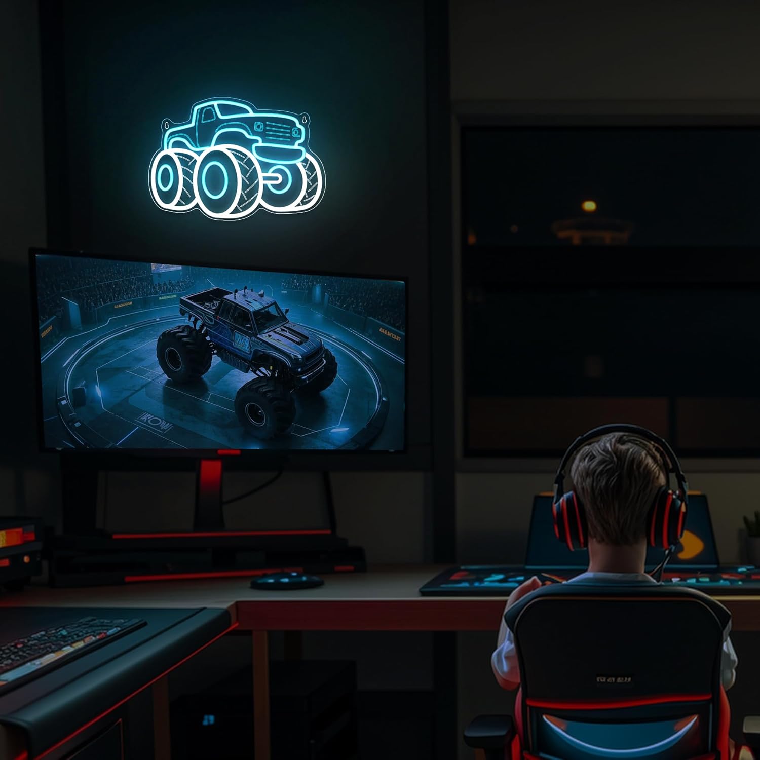 Truck Neon Sign USB Dimmable L - مراجعة Party Games Shop وسعره