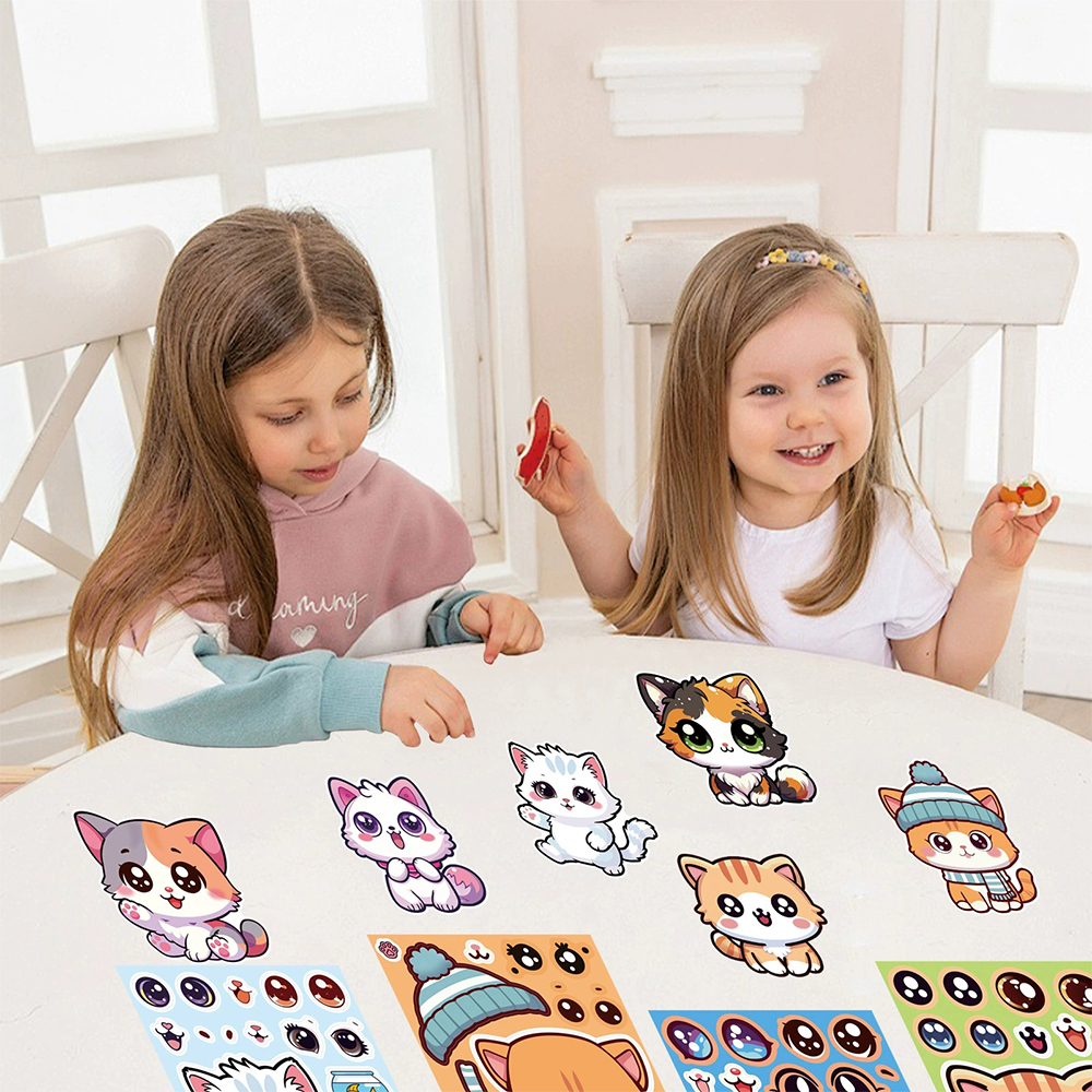 8/16Sheets Cute Cat Cartoon Ma - مراجعة Party Games Instagram وسعره