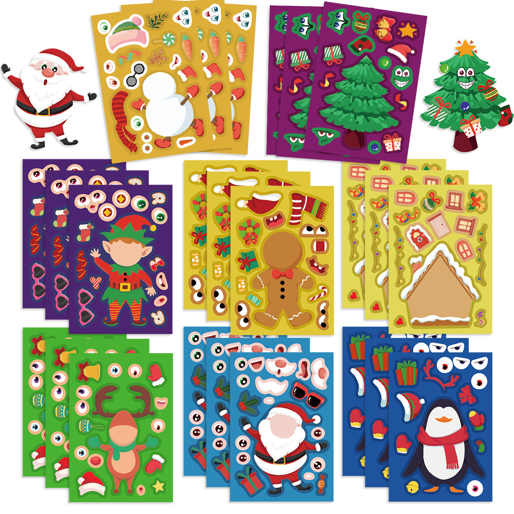 8/16Sheets Cartoon Christmas M - مراجعة Party Games Instagram وسعره