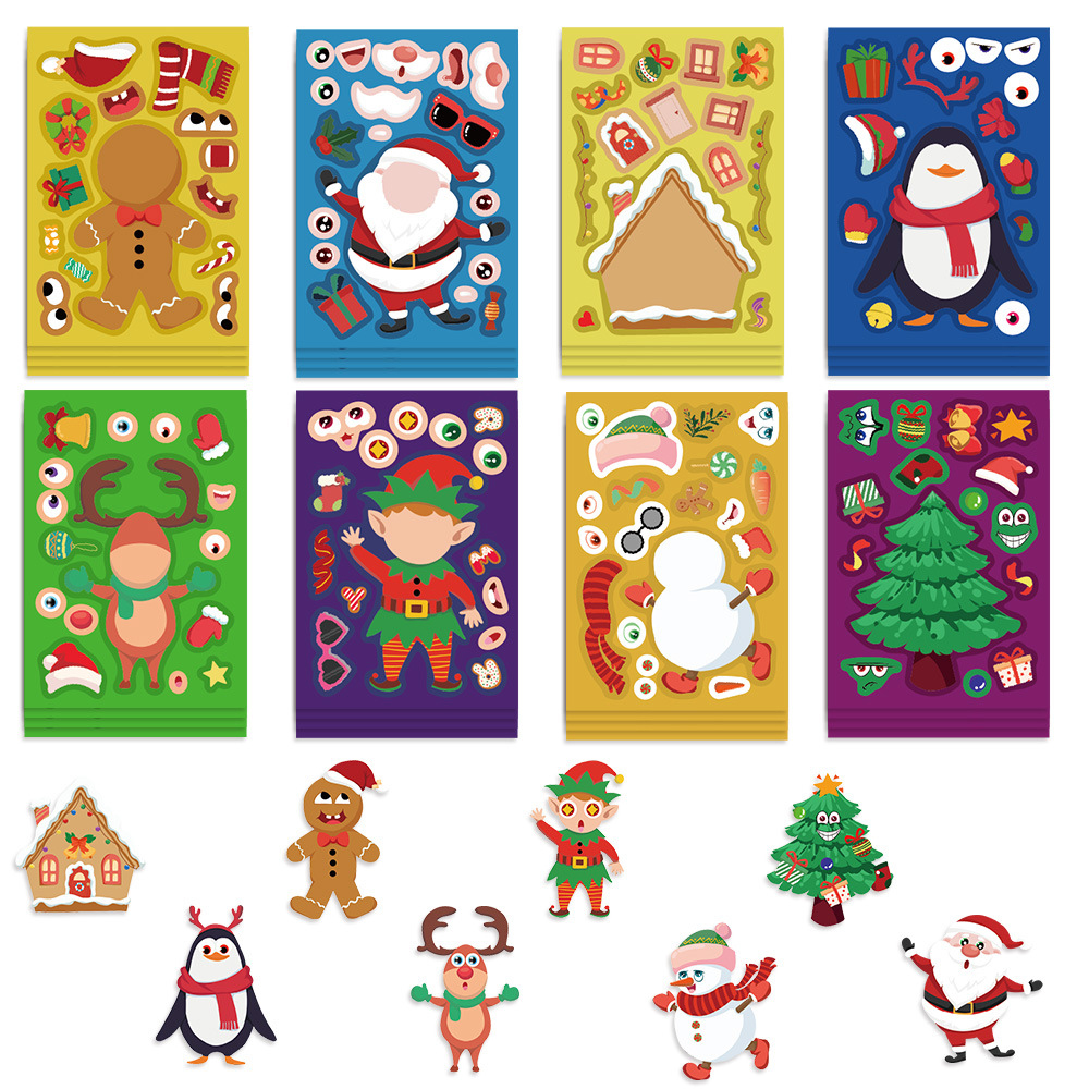 8/16Sheets Cartoon Christmas M - مراجعة Party Games Instagram وسعره