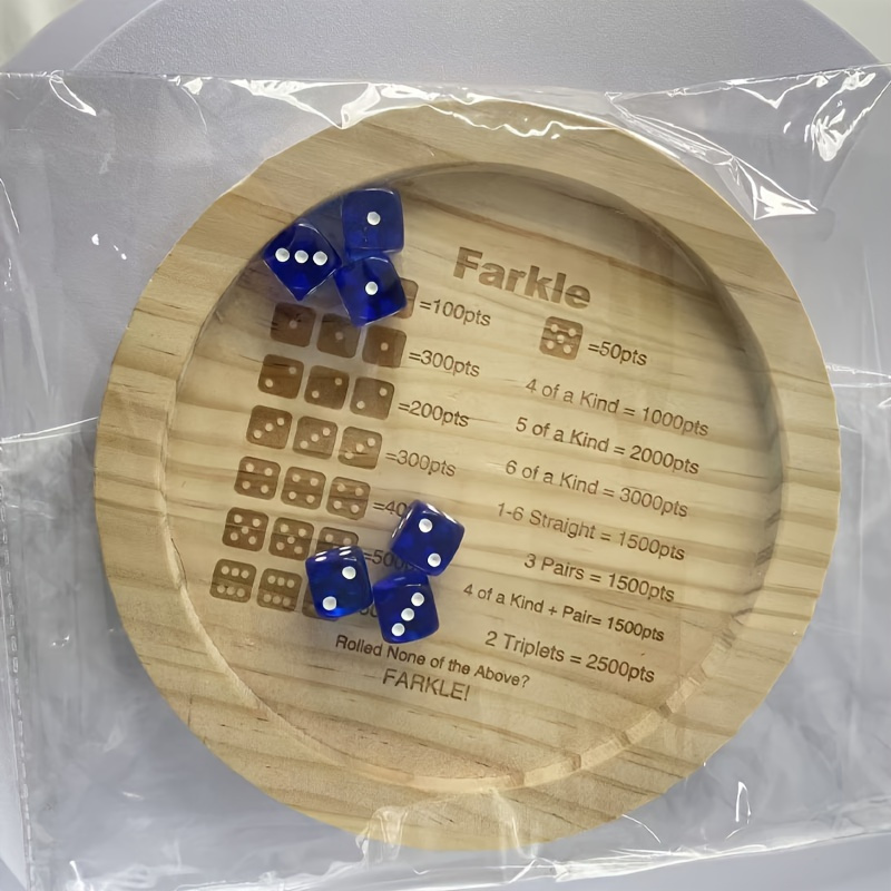 1 Wooden Farkle Dice Tray with - مراجعة Party Family Games وسعره