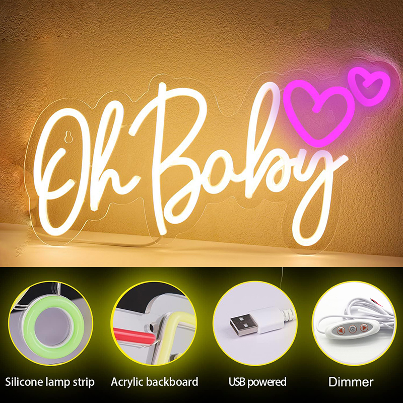 Oh Baby Neon Sign Love Heart L - مراجعة Party Games Shop وسعره