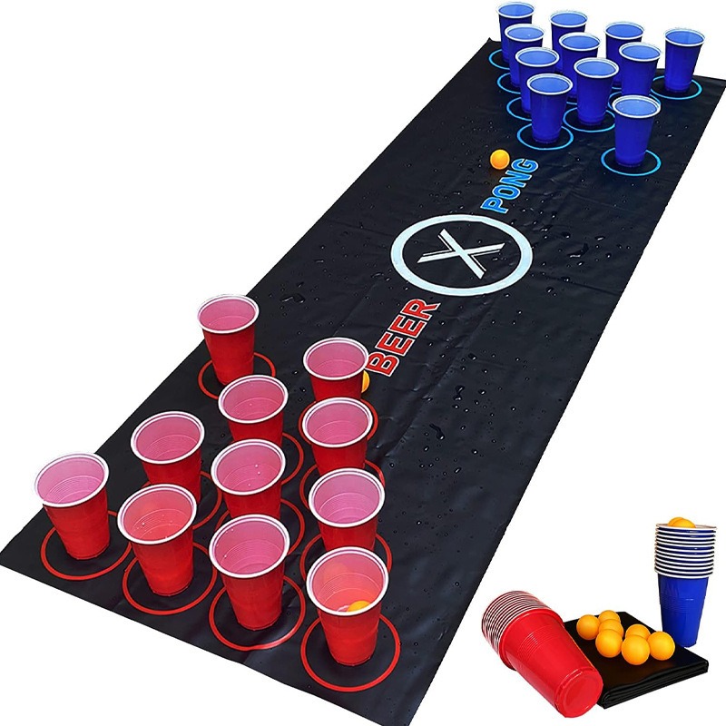 Beer Pong Table Mat Drinking G - مراجعة Party Games Jenga وسعره