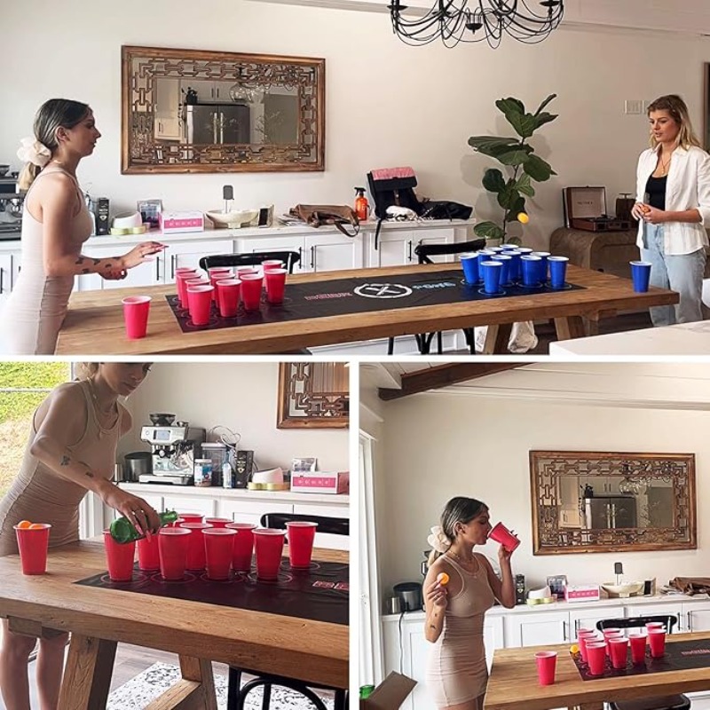 Beer Pong Table Mat Drinking G - مراجعة Party Games Jenga وسعره