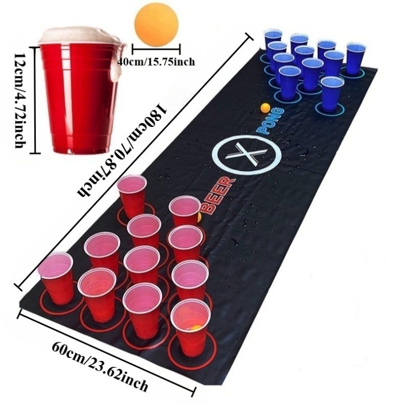 Beer Pong Table Mat Drinking G - مراجعة Party Games Jenga وسعره