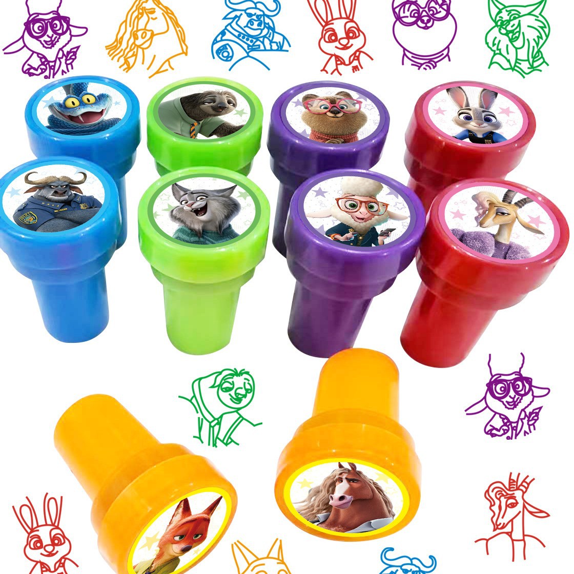 10Pcs Zootopia Kids Stamp Cart - مراجعة Zootopia Party Games وسعره
