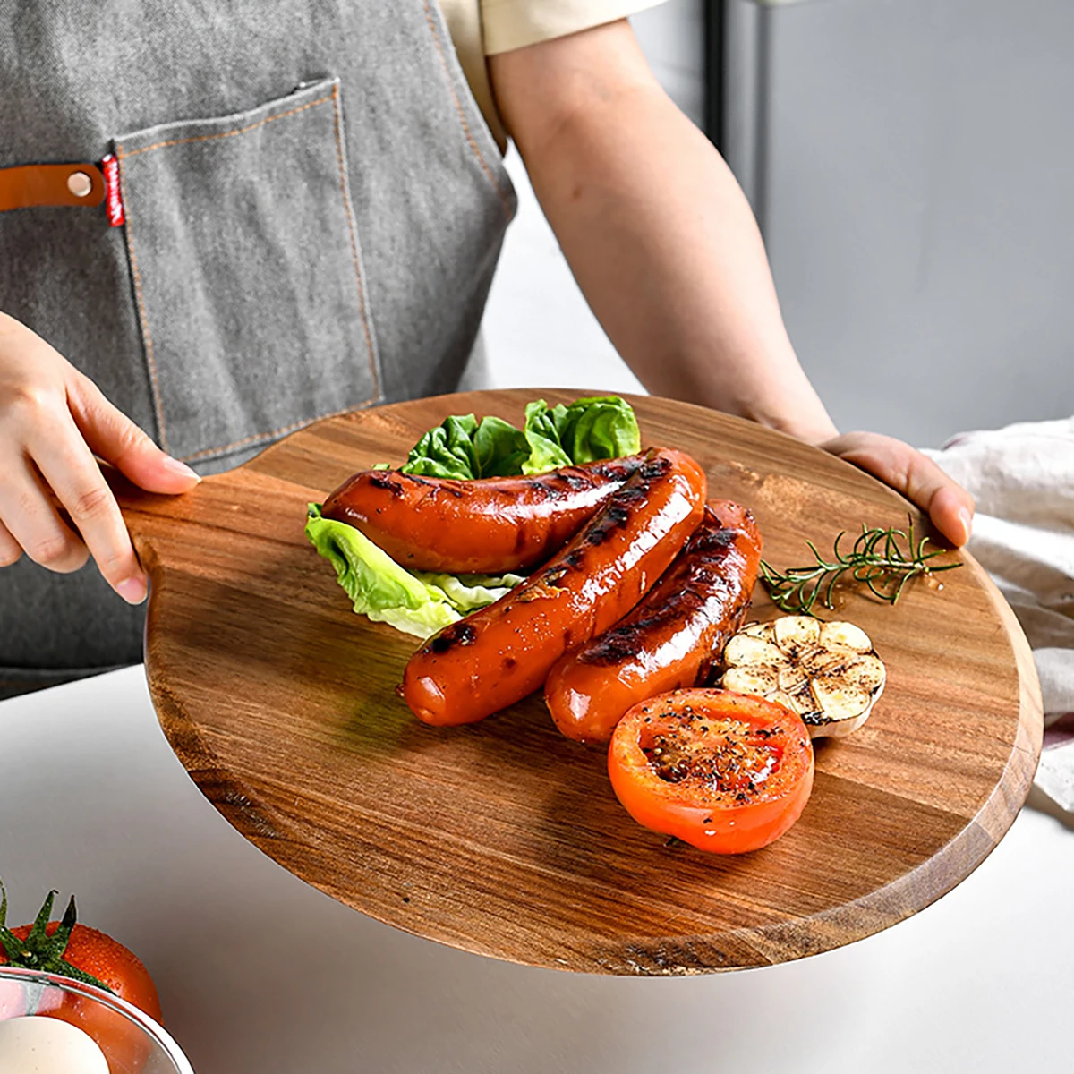 1Pc Wood Cutting Board Circula - مراجعة Cornhole Board Set وسعره