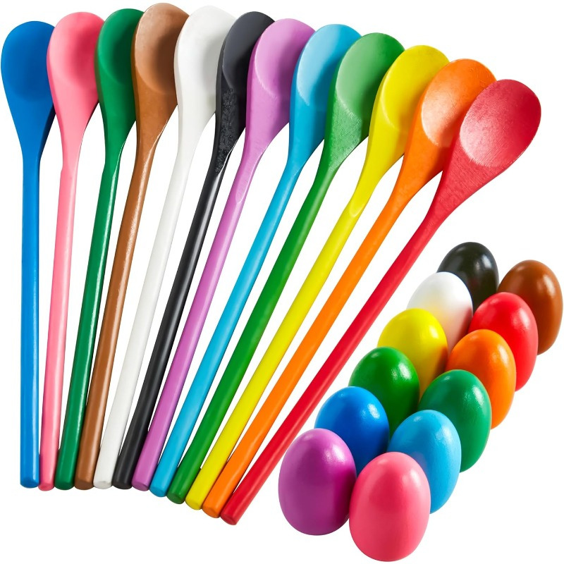 24 PCS Easter Egg and Spoon Ra - مراجعة Party Games Easter For Family وسعره