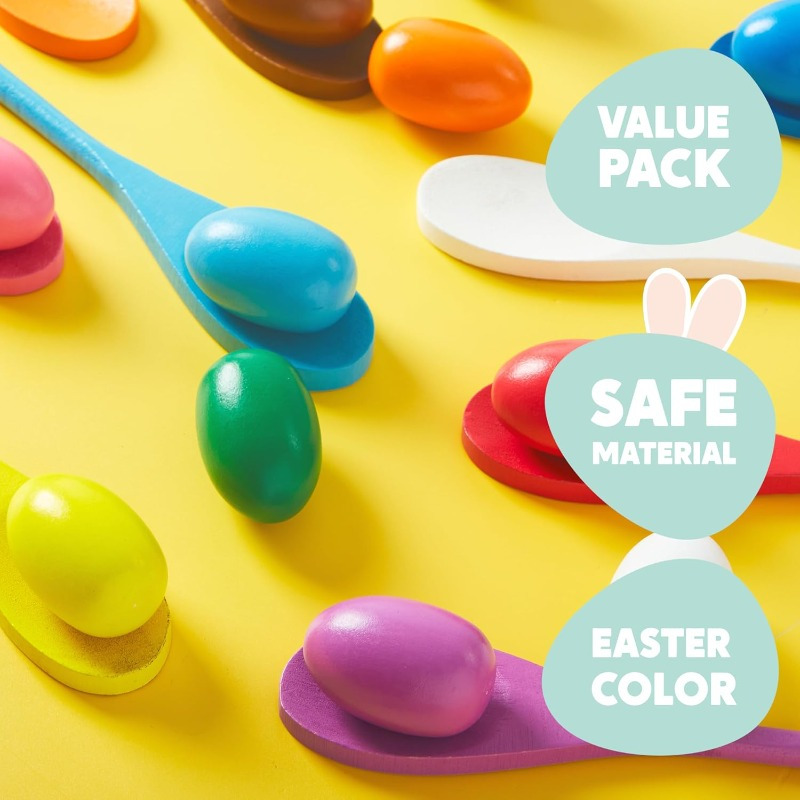 24 PCS Easter Egg and Spoon Ra - مراجعة Party Games Easter For Family وسعره